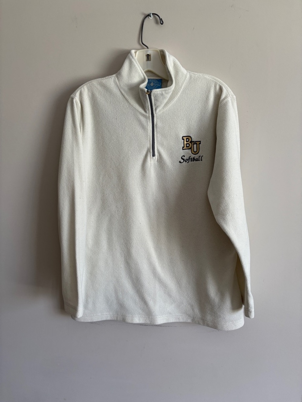 Charles River Apparel Cream Quarter-Zip Pullover with BU Softball Logo
